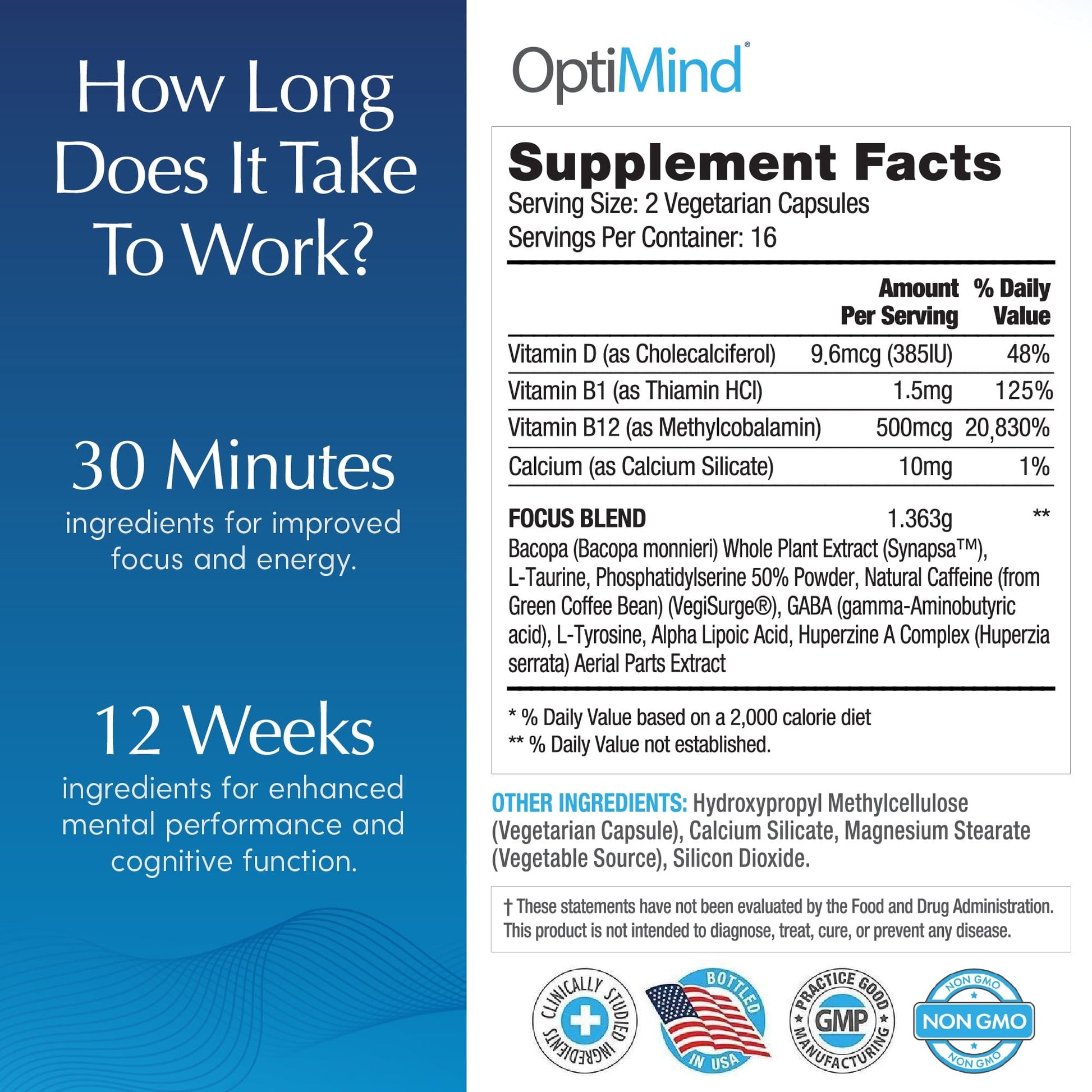 nootropics Supplement OptiMind Mental Energy - Special Offer